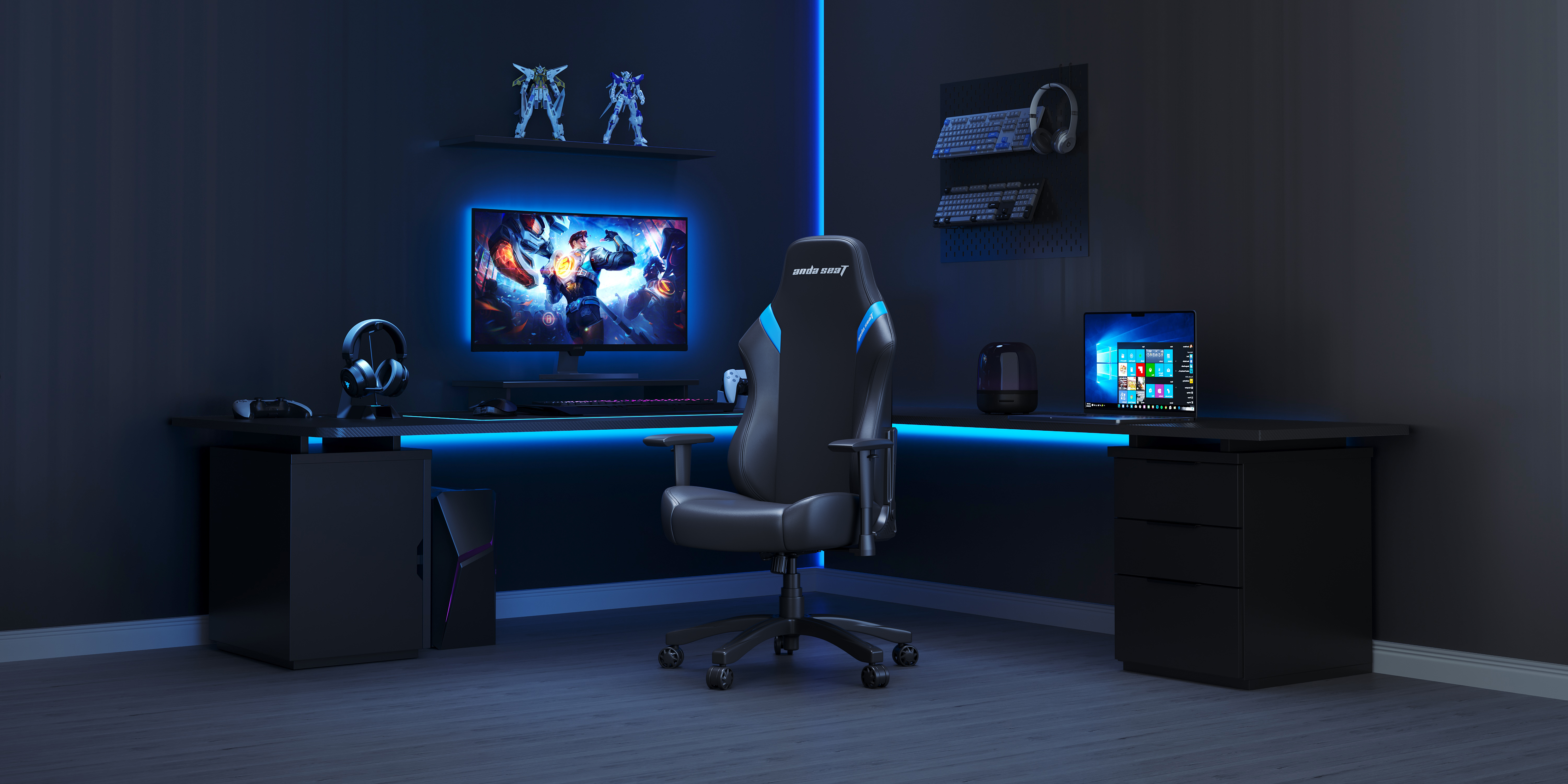 Ghế Gaming AndaSeat Luna Series Black Blue AD18-44-BS-PV