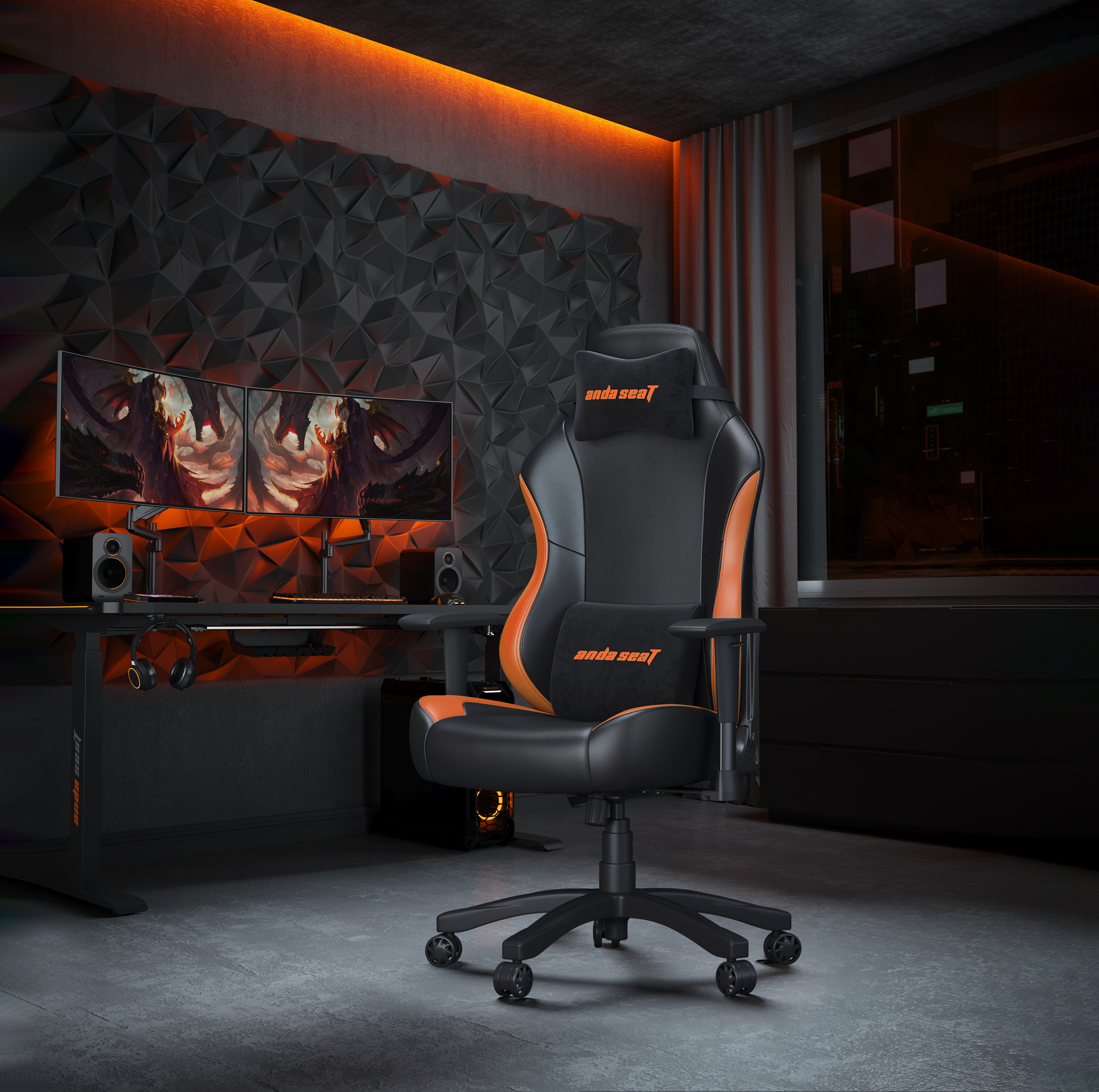 Ghế Gaming AndaSeat Luna Series Black Orange AD18-48-BO-PV