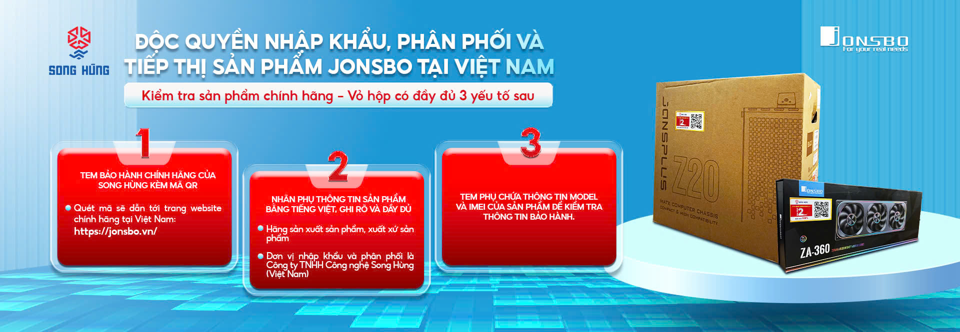 Thông báo: nguồn gốc, chất lượng và chế độ bảo hành sản phẩm Jonsbo do Song Hùng phân phối