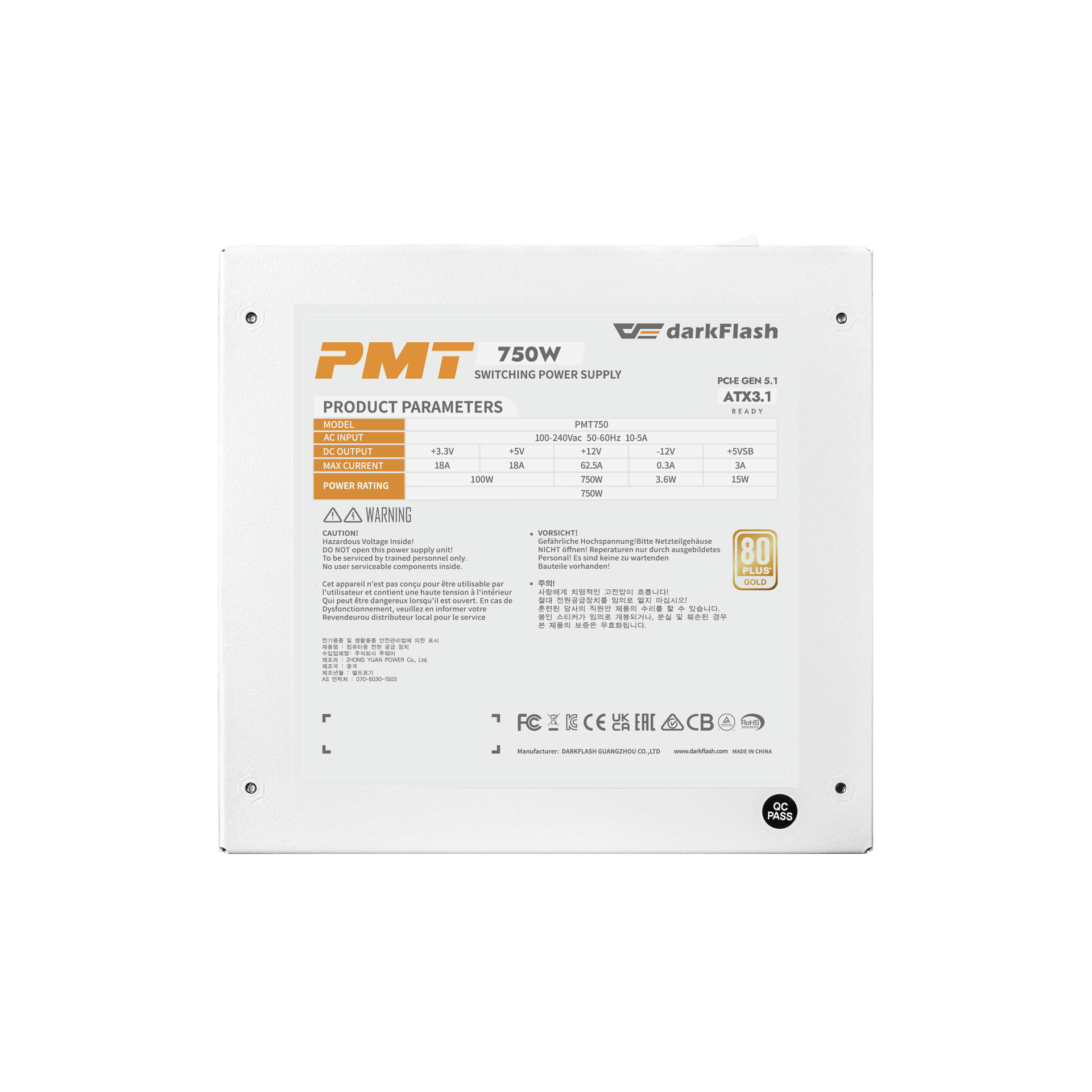 NGUỒN DARKFLASH PMT 750 GOLD FULL MODULAR POWER SUPPLY