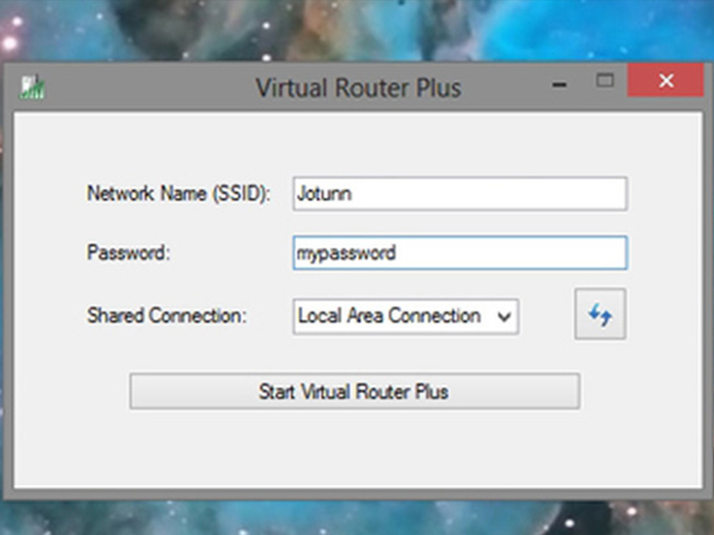 Nhập thông tin mạng hoàn tất rồi chọn Start Virtual Router Plus