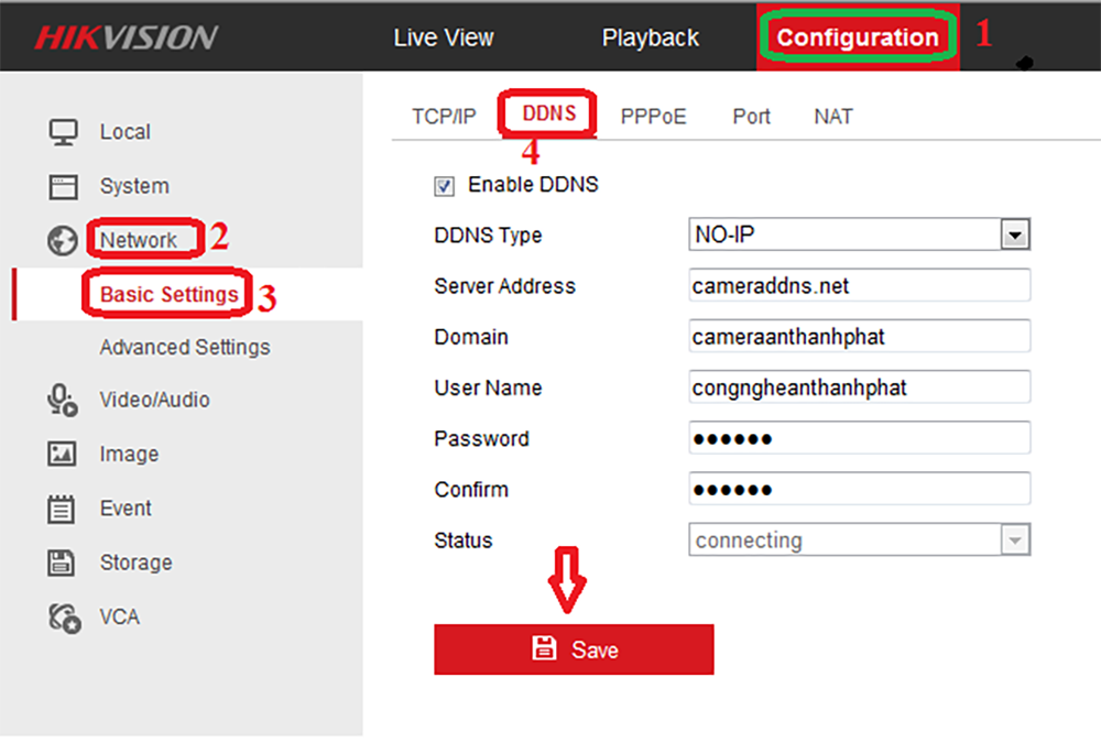 Tạo domain để xem camera